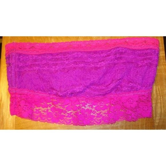 FREE PEOPLE Lace Bandeau Bralette Bra Hot Raspberry Purple Pink Small NEW - Picture 4 of 6
